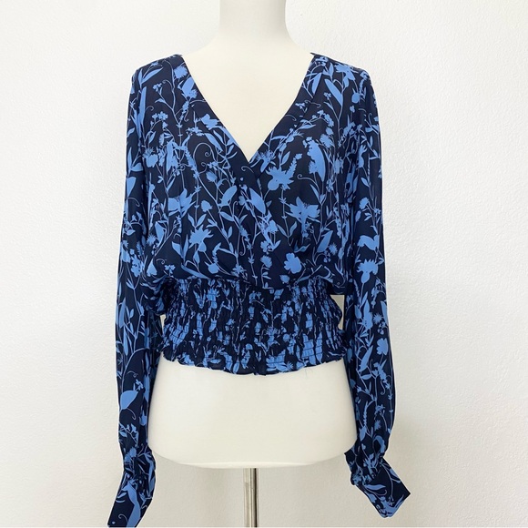 Parker Tops - PARKER Floral V-Neck Blue Blouse